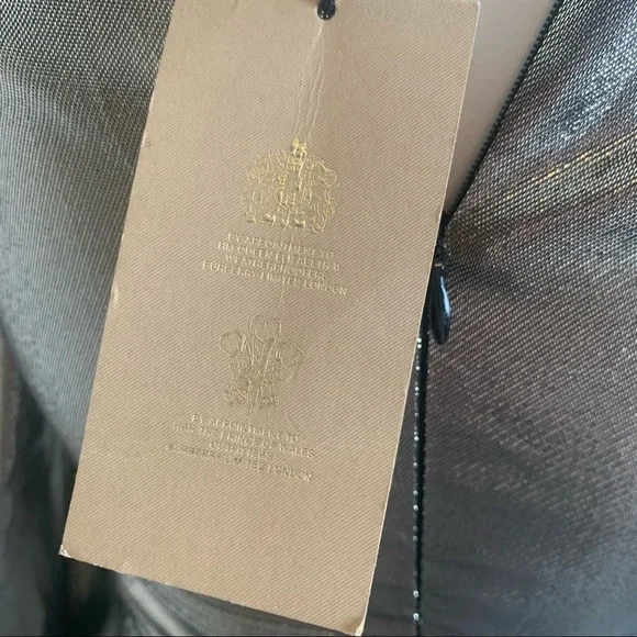 NWT Burberry Long-Sleeve Gold Metallic Ruffle-Trim Dress size US 2 - Picture 5 of 16